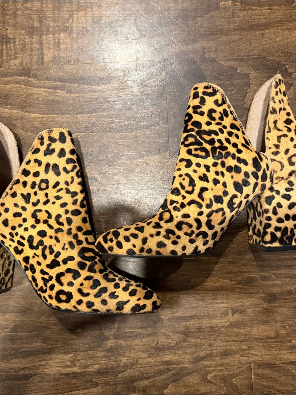 Steve Madden Leopard Print Pointed-Toe Rockstar Ankle Boots - Size 9.5